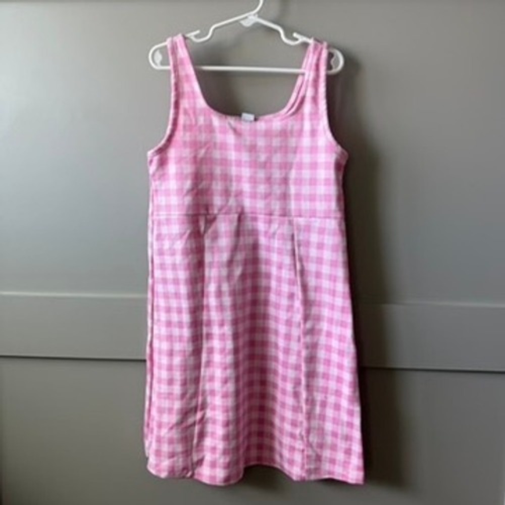 Old Navy Gingham Dress Kids Size L 10-12 Pink White Palaka Sleeveless Tank
